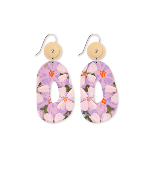 Kelsie Rose Floating Florals Organic Oval Drop Earring
