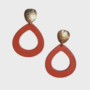 Stacey Teardrop Wood Earring Rust