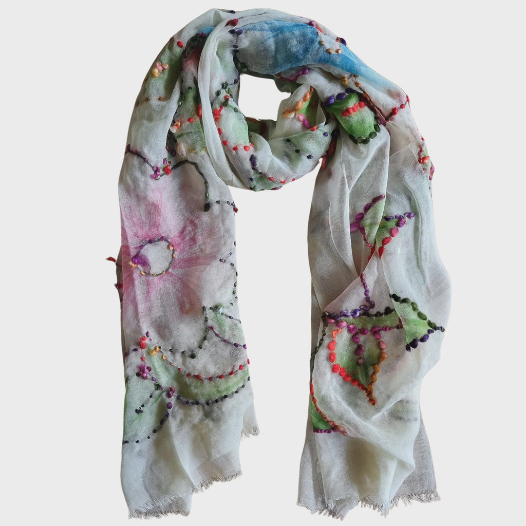 Zoda Winter Wool Scarf Green, Pink And Blue