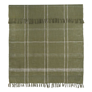 Cotton Slub Woven Throw Green