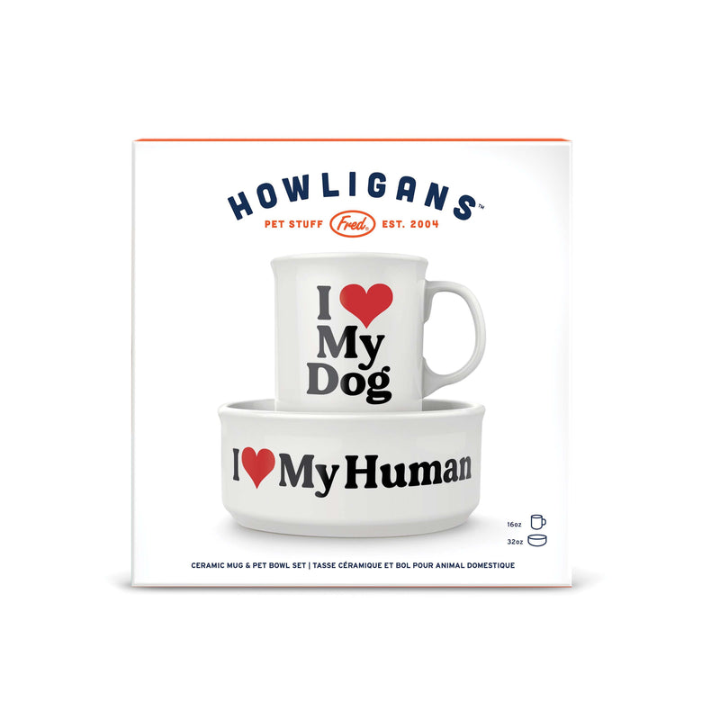 Fred Howligans Mug & Dog Bowl Set Heart