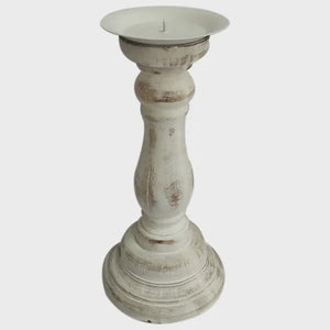 Esther Wood Candle Holder / White Wash