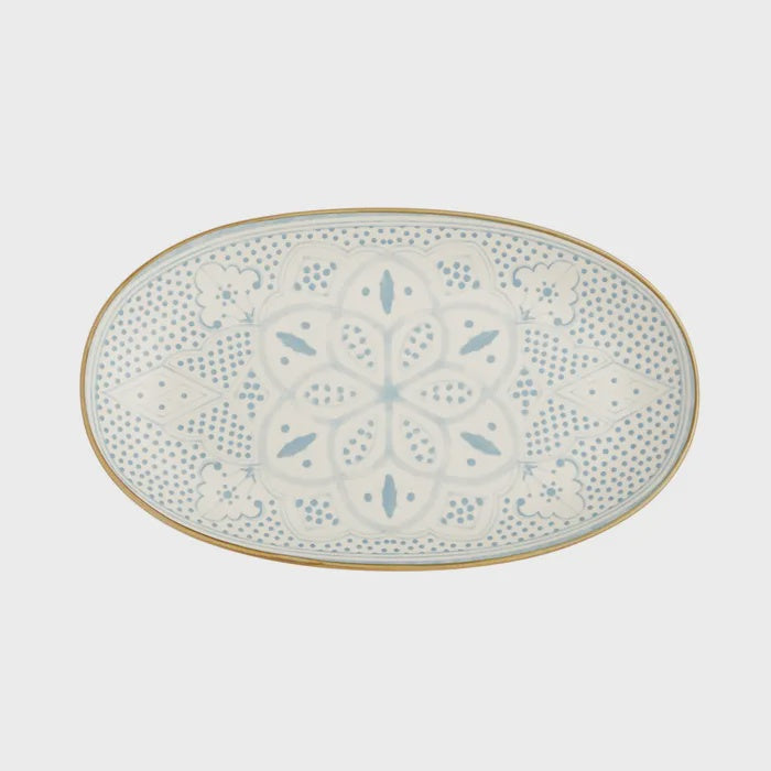 Aleah Ceramic Oval Dish Blue