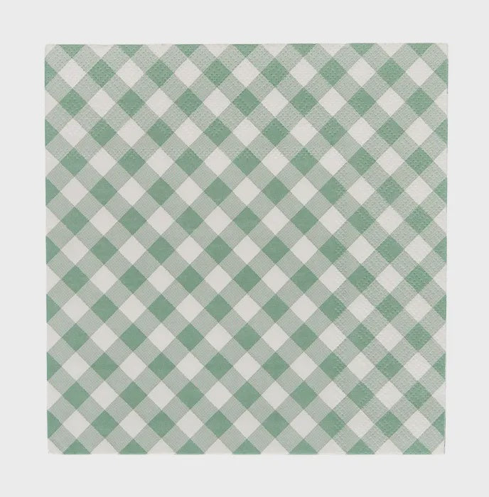 Sage Check Napkin 20pk