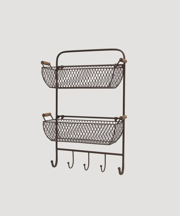 Mesh Wall Shelf With Hooks