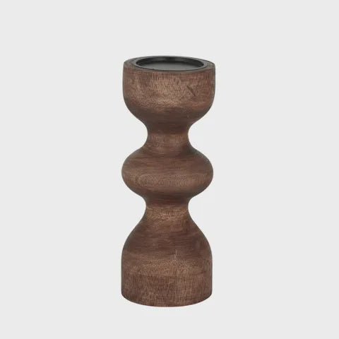 Suave Wood Candle Holder 11x28cm