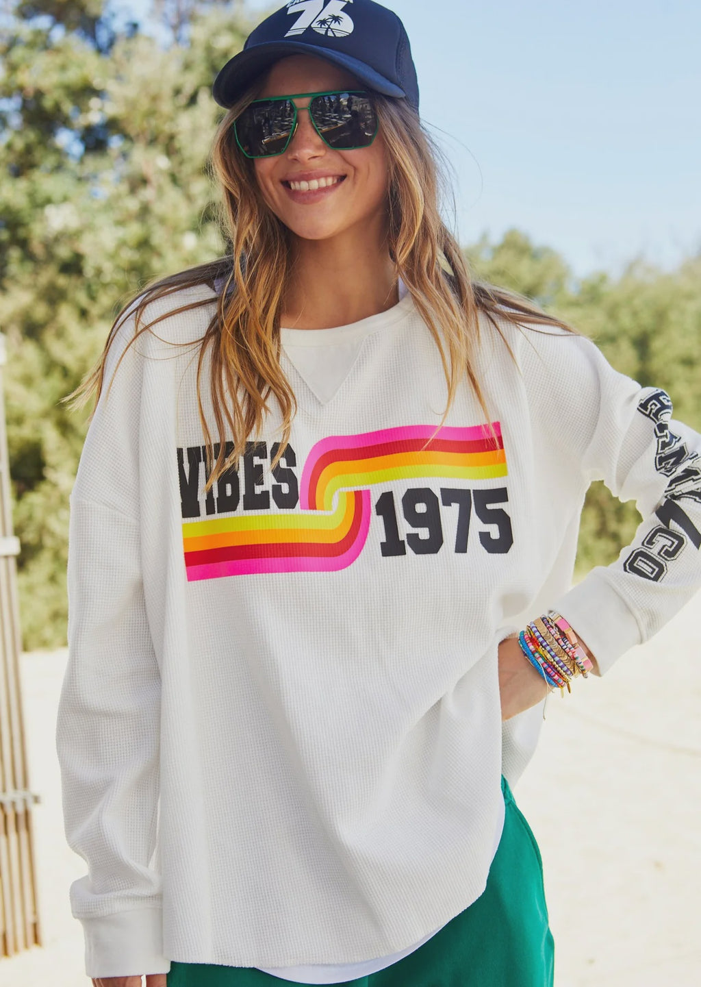 Vibes Waffle Top White